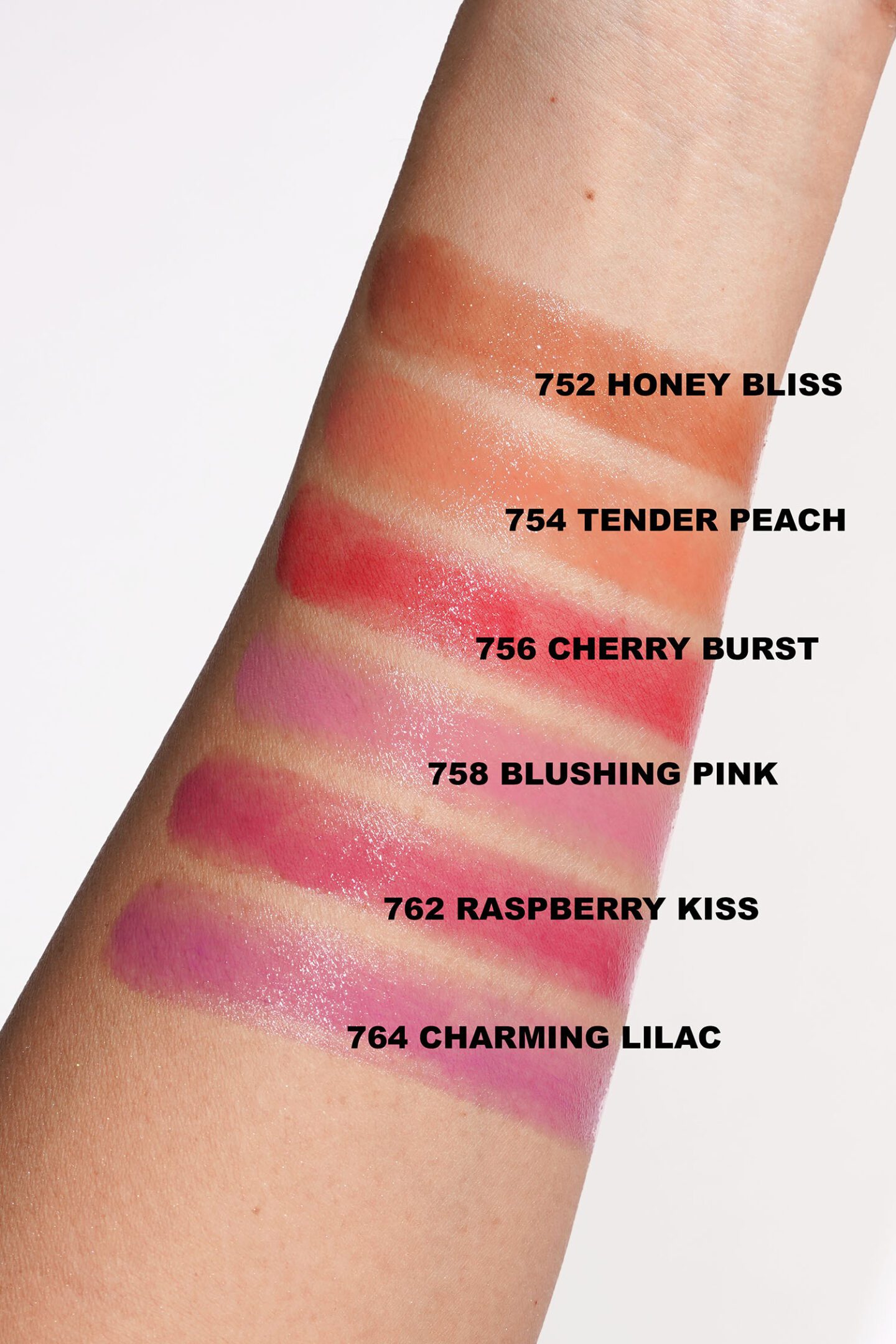 Chanel Rouge Coco Baume Shine swatches