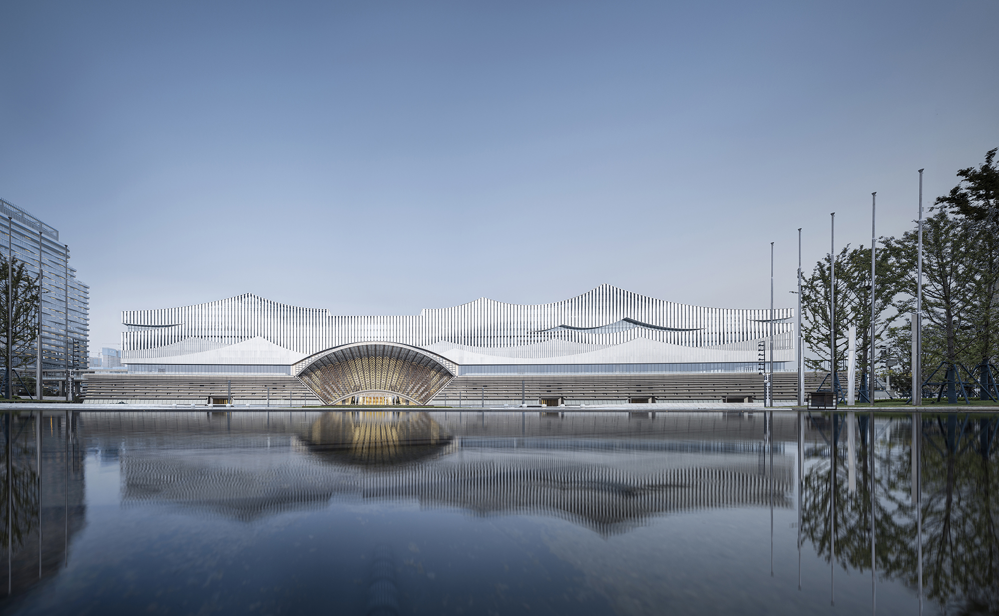 water landscapes, architectural design, urban water features, Chinese architecture, landscape integration, waterfront projects, sustainable design, natural elements in architecture, contemporary architecture, cultural spaces