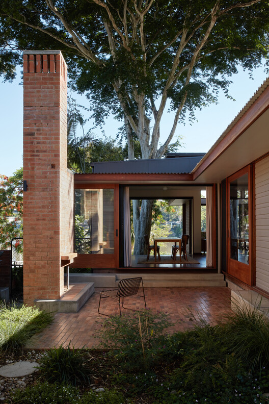 River Hearth House / Arcke - Exterior Photography, Wood, Door, Column