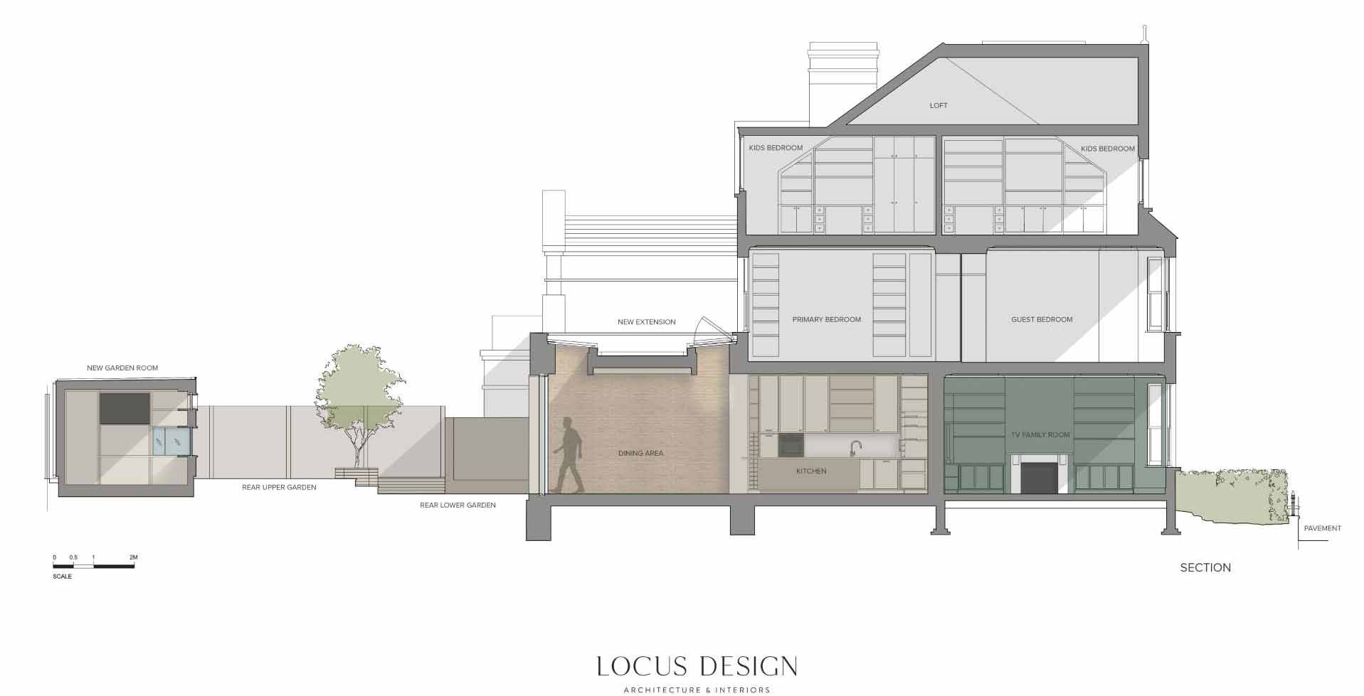 The architectural drawings of a renovated home.