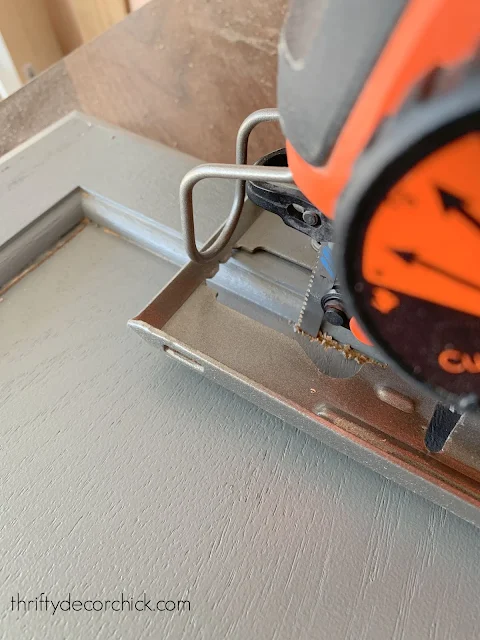 using jigsaw to remove center of cabinet front