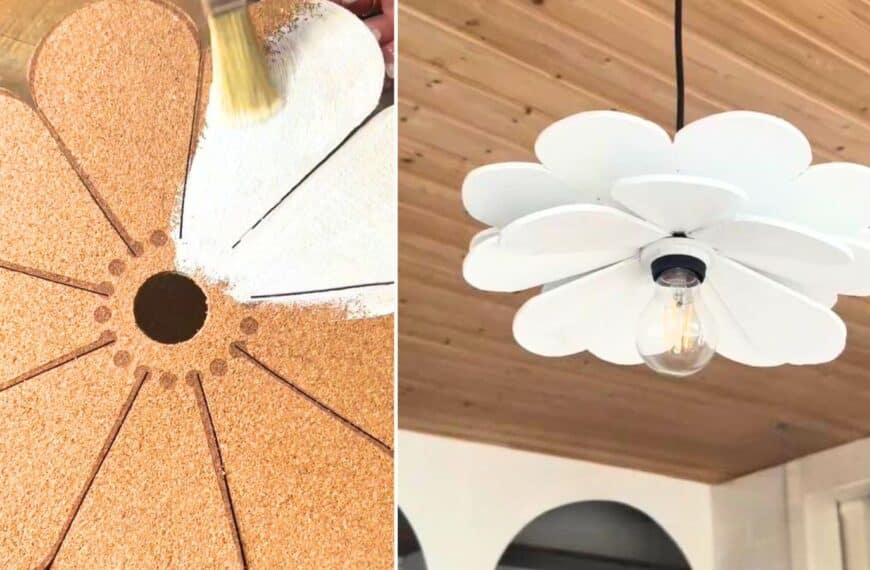 flower lampshade, cork pendant light