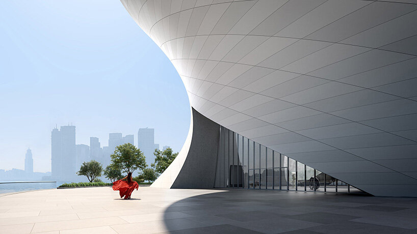 tadao ando plans monolithic museum of curving concrete to float over dubai