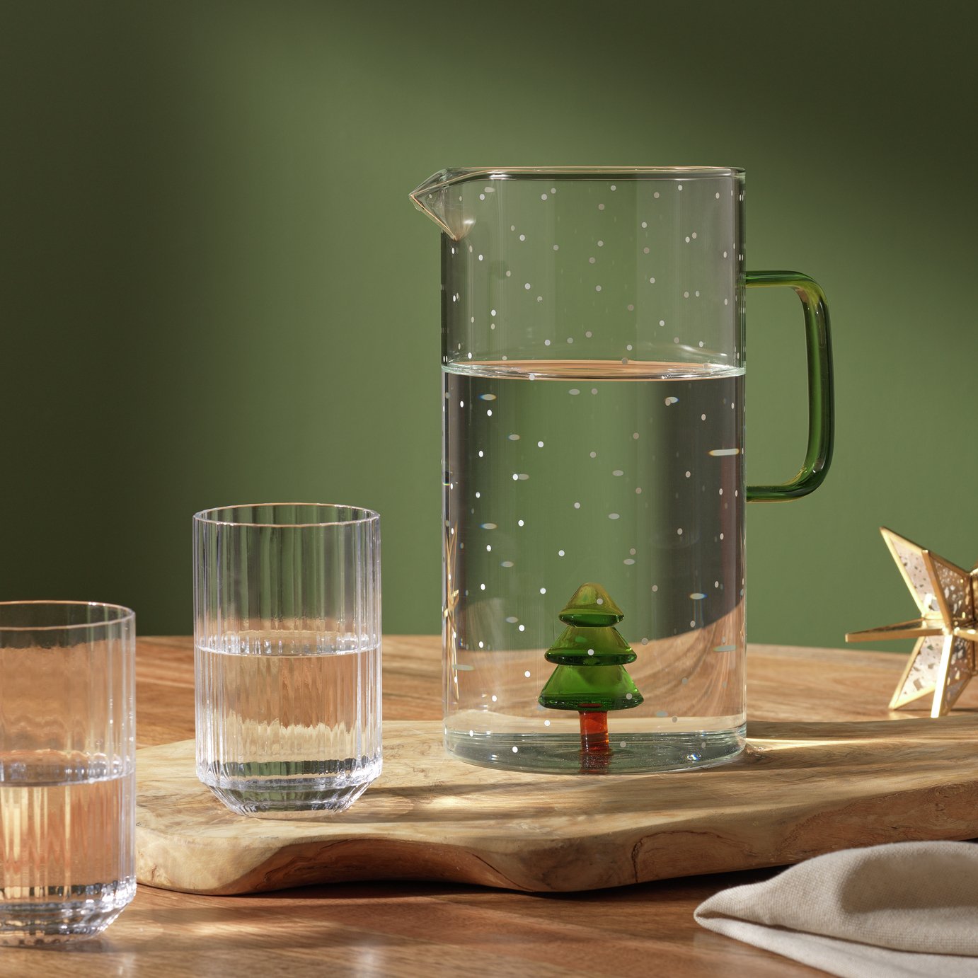 Habitat 3d Xmas Tree Glass Jug - White