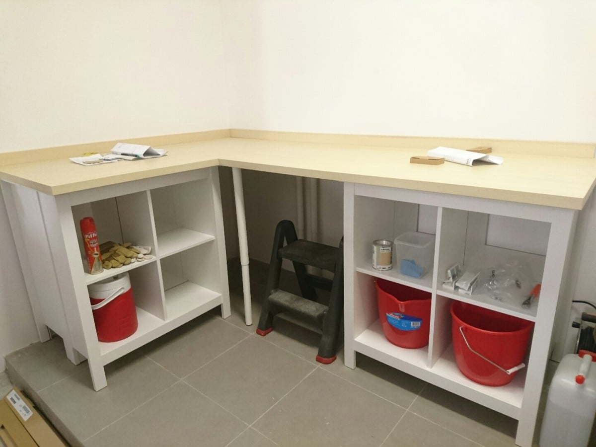 Garage-bench-corner - IKEA Hackers Workbench With Storage