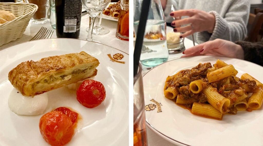 Meals at Bucca Giovanni in Florence Italy