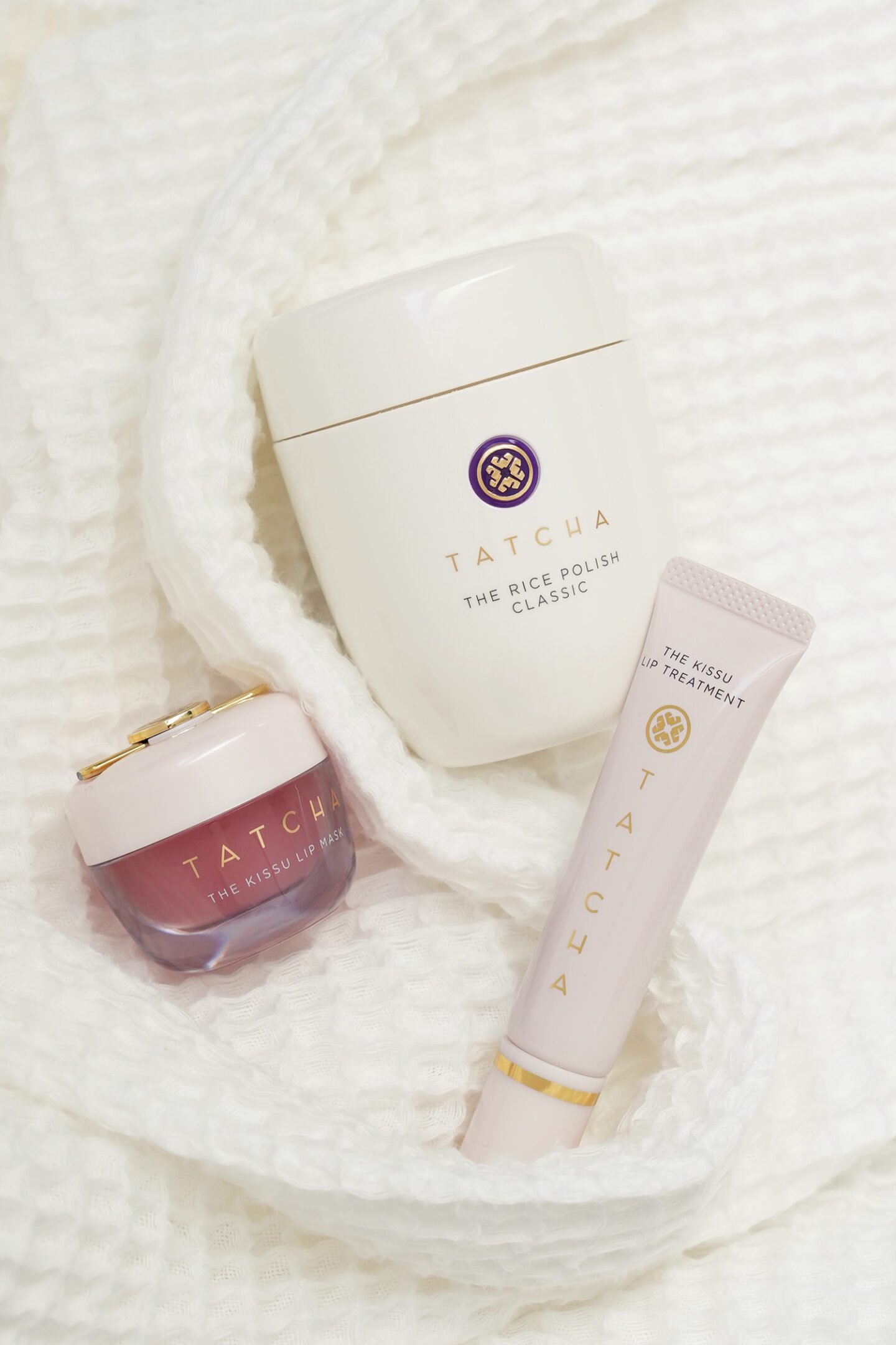 Tatcha Rice Enzyme Powder and Kissu Lip Mask